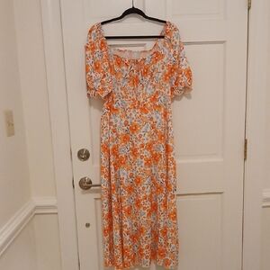 Floral Orange and White Dress